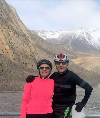 Lorna & John Forsythe Cycling on the  tour with redspokes